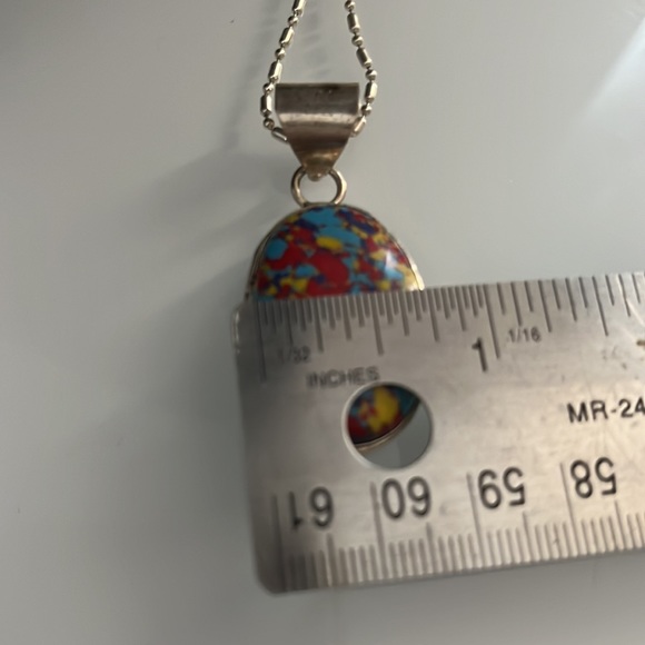 Rainbow Mosaic Jasper 925 Sterling Silver Pendant. - Picture 10 of 10